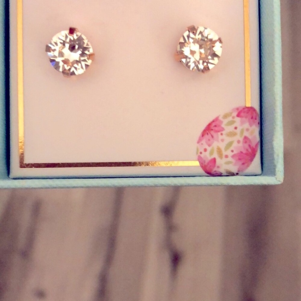 Rose Gold + Classic Clear Crystal Stud Earrings